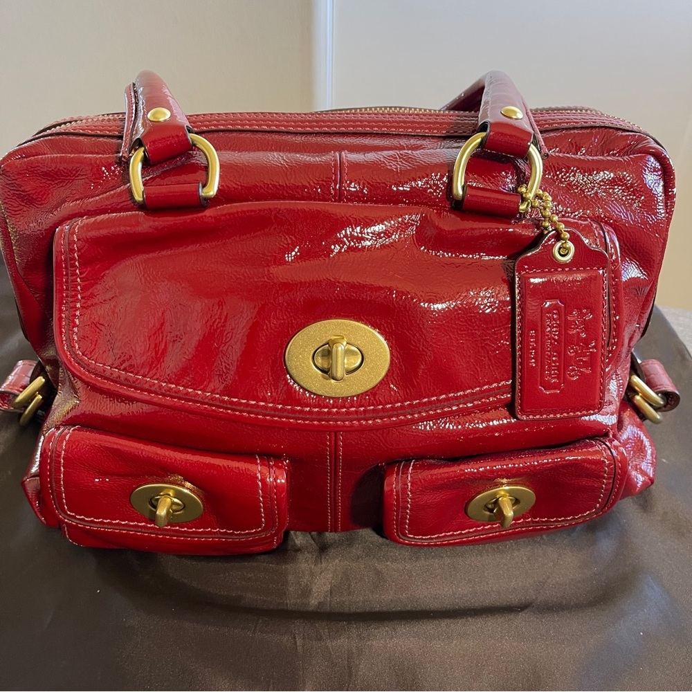Coach Peyton Red Patent Leather Bag